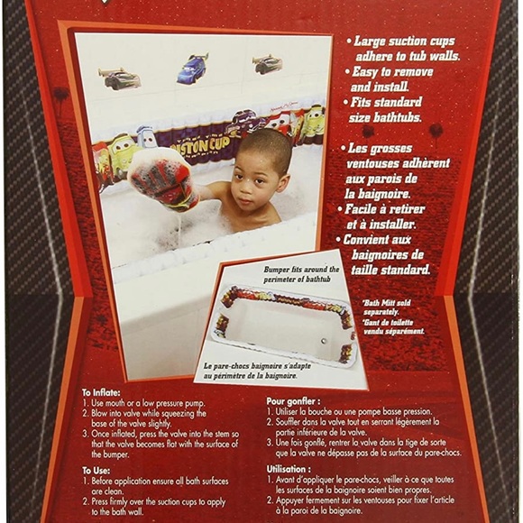 Bath Brand Disneydisney Cars Inflatable Safety Bathtub Bumpers Red